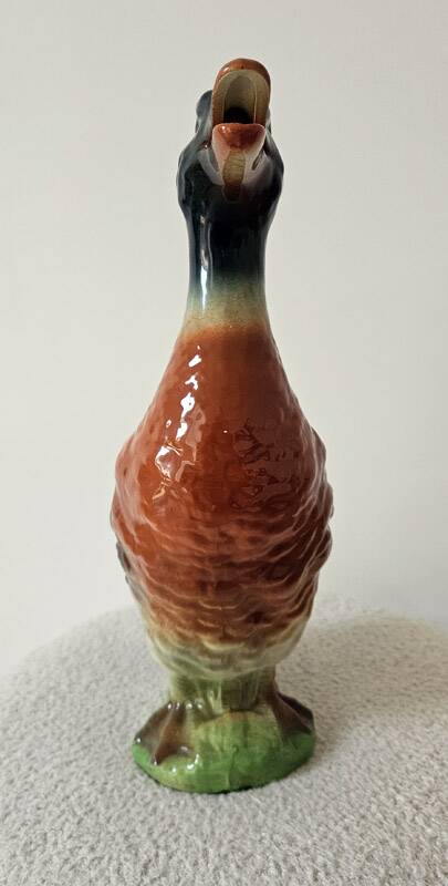 Large duck jug in Saint-Clément earthenware – signed – vintage