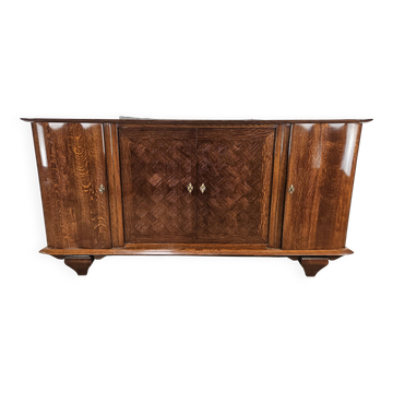 Buffet Art Déco en chêne pour salle à manger avec plateau en marbre