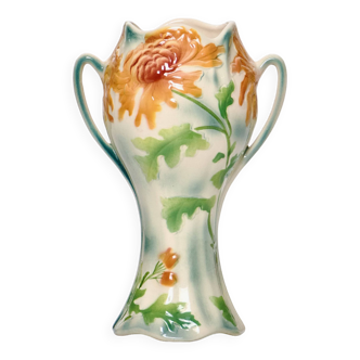 Vase XIXe Art Nouveau en barbotine St Clément
