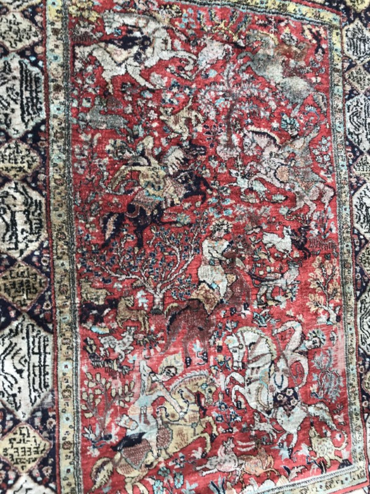 Vintage Persian Ghoum 108 X 164 CM hand made silk carpets
