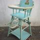 Chaise haute en bois pour bébé de 1950/1960 dans son jus