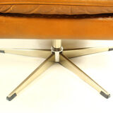 Matador swivel leather chair with ottoman by Aage Christiansen for Erhardsen & Andersen, 1960s