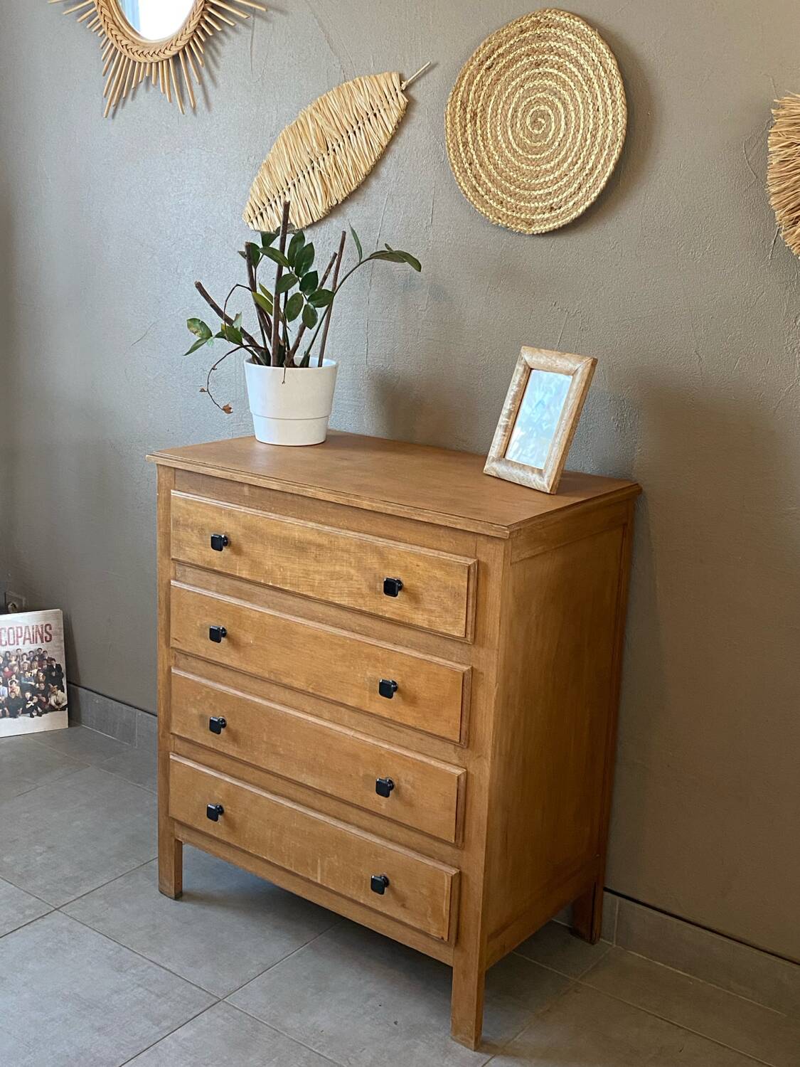 Vintage light oak chest of drawers