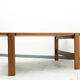 Elegant bench in vintage solid teak wood. after professional renovation.