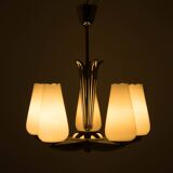 Rare Nickel-Plated Chandelier by Drukov, 1940s