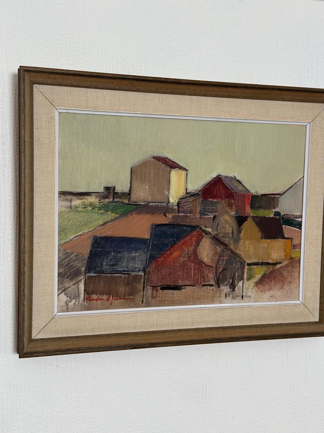 Oil on Canvas –“Rural Landscape with Barns” by Gustav‑Adolf Johansson