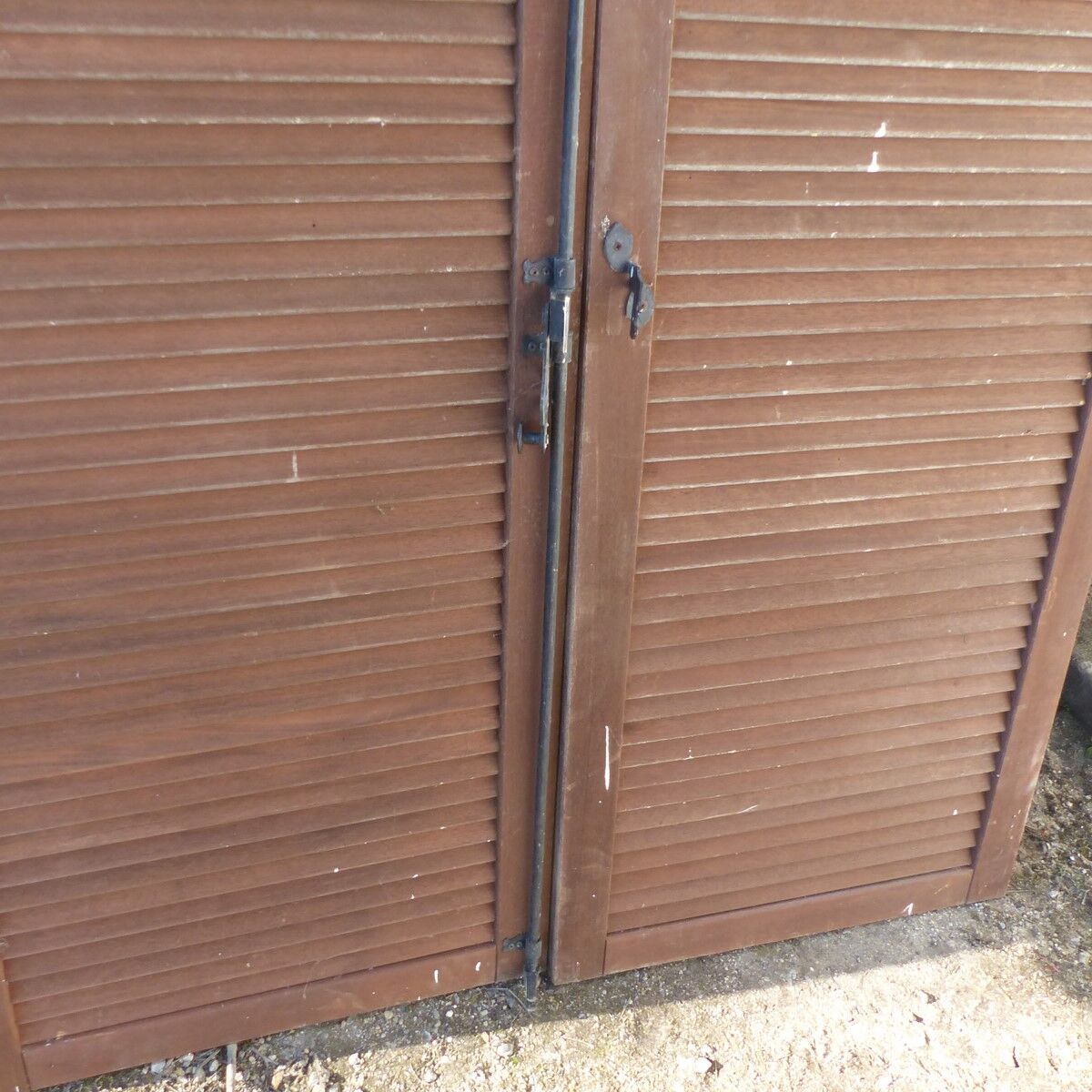 Wooden louver shutters 2 swings L 69.5 x H 138 cm