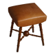 Turned wooden stool with leather seat, mid-20th century, Danish modern.