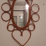 Vintage rattan mirror, 72x40 cm