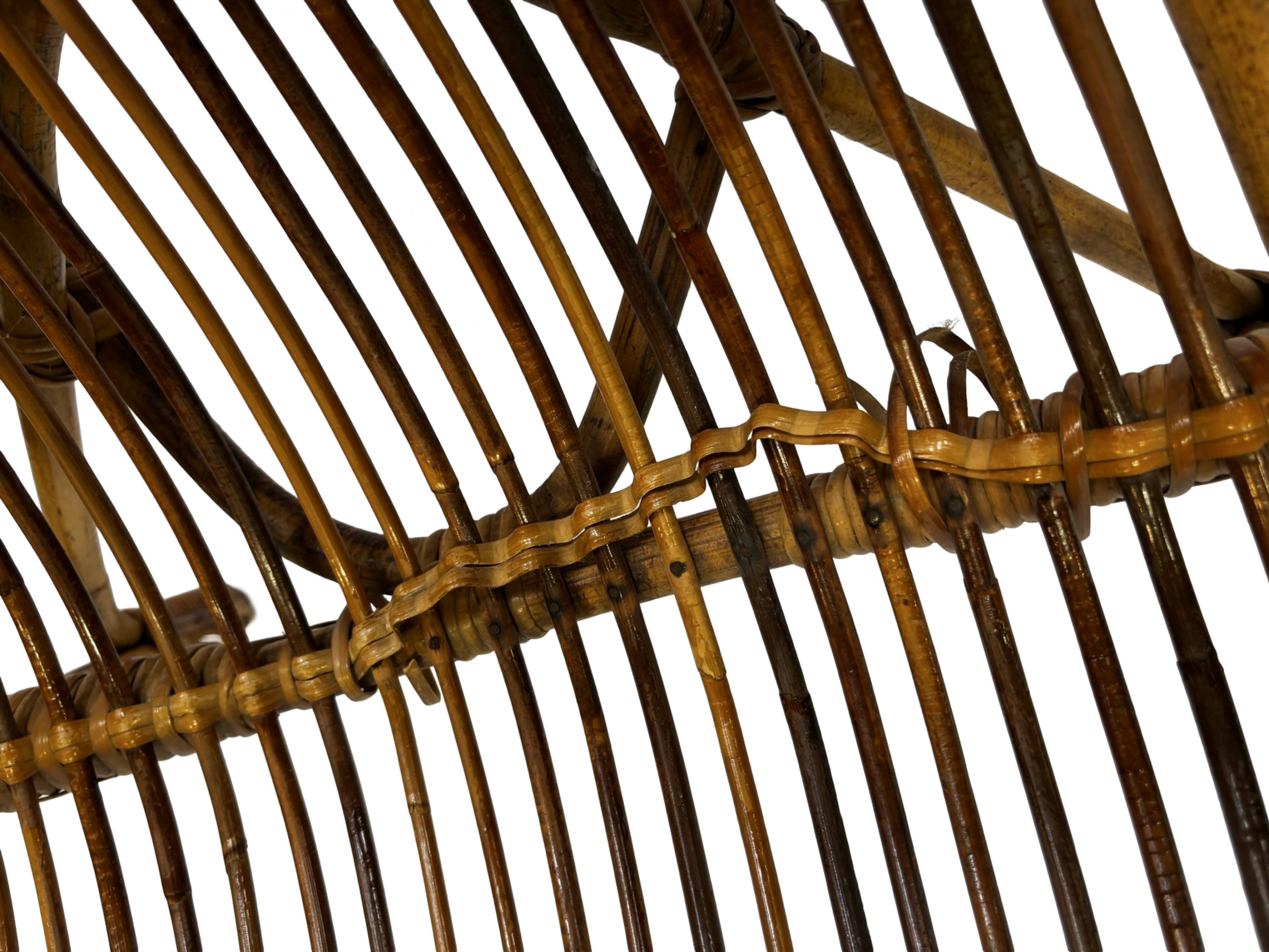 Ensemble vintage de 4 fauteuils club en rotin Rohe Noordwolde 1960