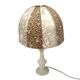 Italian vintage alabaster/onyx table lamp, hand-sewn shade, 1960s.