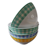 Set of four gingham pattern bowls
