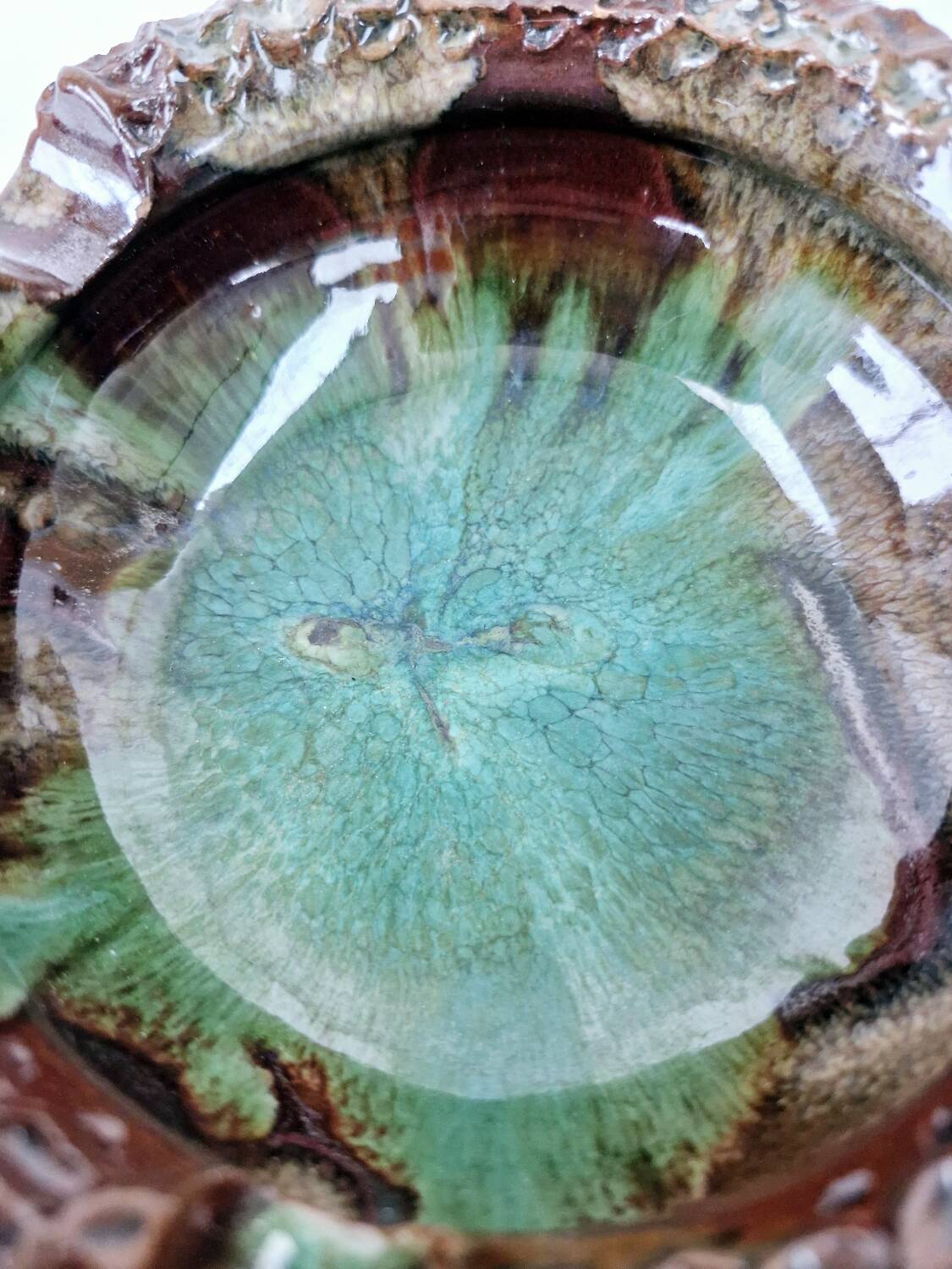 Empty Ashtray Pocket Cup Vintage Ceramic AC Pottery Blue Gradients