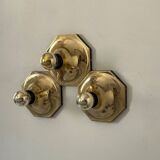 Set of 3 Motoko Ishii wall lights for staff leuchten, Brass, 1970