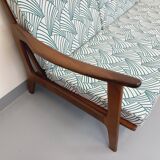 Banquette canapé 3 places scandinave Arne Wahl Iversen pour Komfort en teck