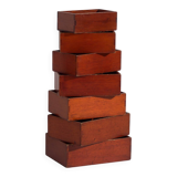 Stackable antique Japanese wooden boxes – set of 7 – Taishō–Shōwa period (c. 1920–1950)