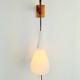 Vintage Tear Drop Wall Lamp in Teak and White Glass, Denmark, 1960s