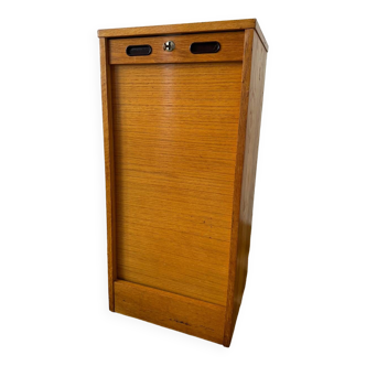 1960s wooden curtain filing cabinet