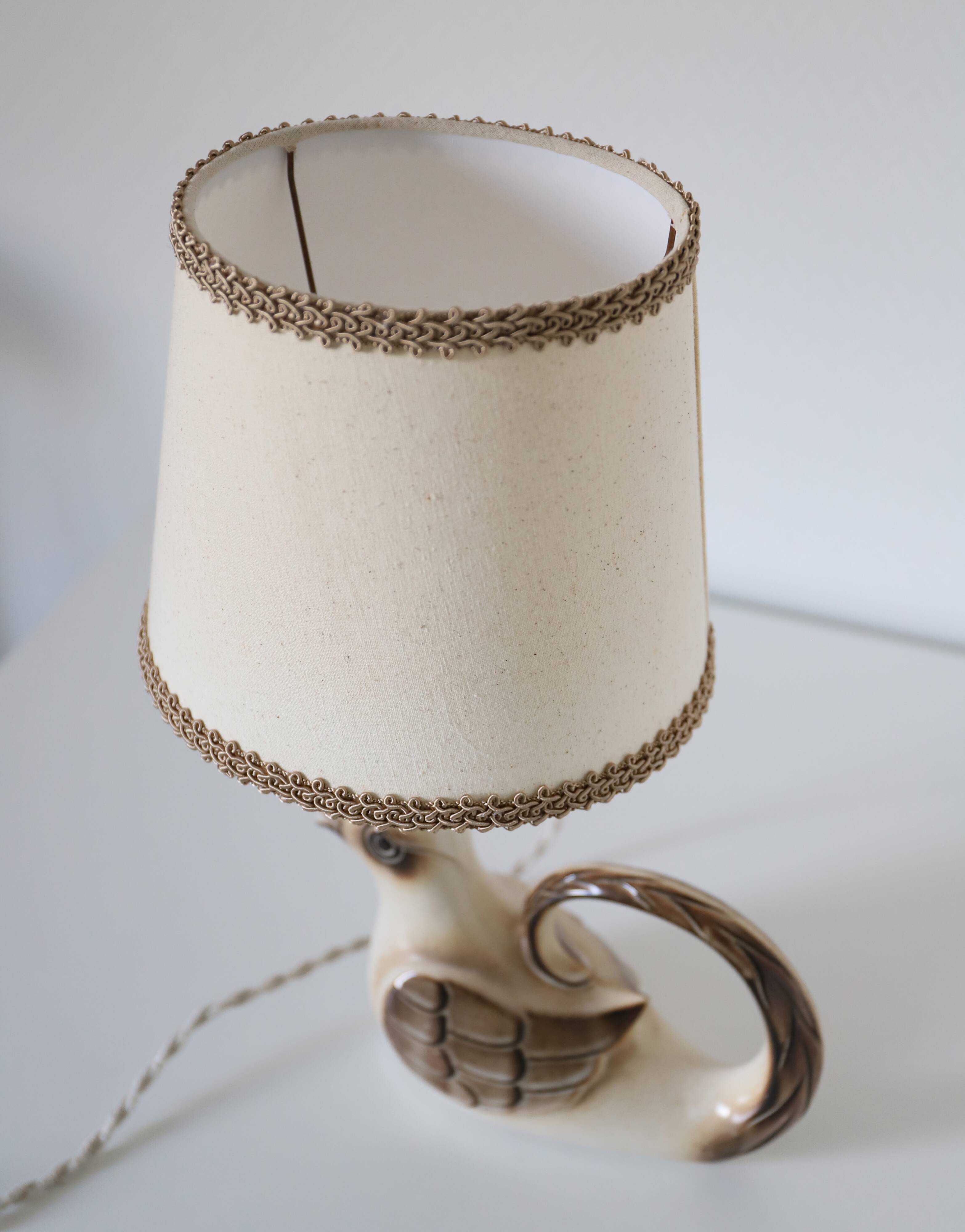 Table lamp, ceramic base "bird" 50s