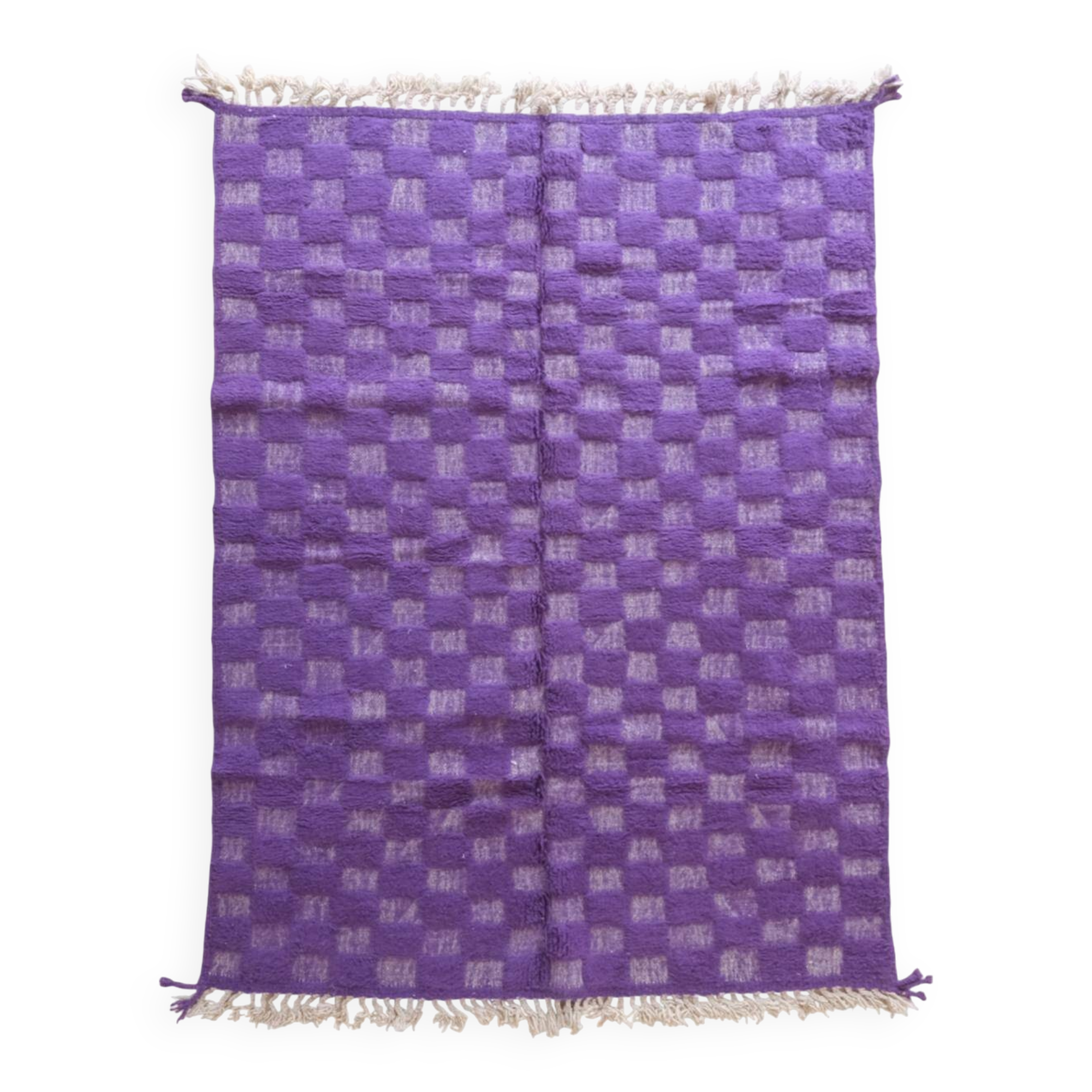 Purple Checkered Rug - 281 x 207 cm
