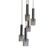 Large cascading chandelier with 5 glass lampshades and aluminium tube.