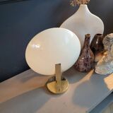 Gold and cream white saucer wall sconce