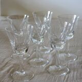 9 small crystal digestive glasses in very good condition.