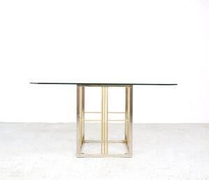 Vintage brass and glass dining table, 1970s