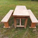 Old beech table solid 6 cutlery