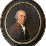 Peinture à l'huile de portrait d'homme noble du XVIIIe siècle dans un cadre