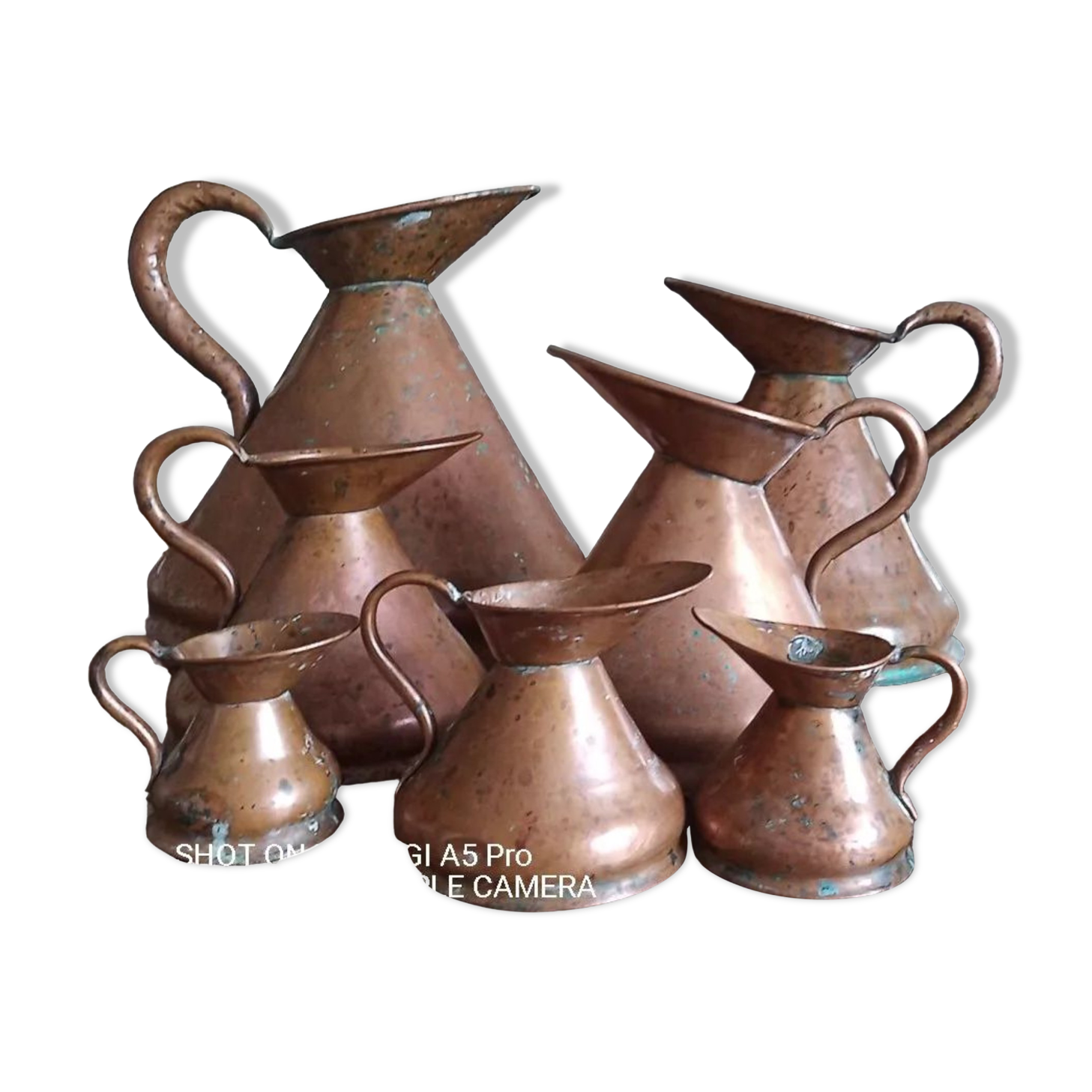 Measures "imperial" english copper 1/2 gill to 1 gallon / nineteenth century x 7pcs