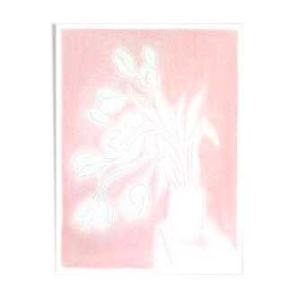 Fleurs "Tulipes roses" - Dessin original