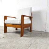 Vintage pine wood armchair, 1960s