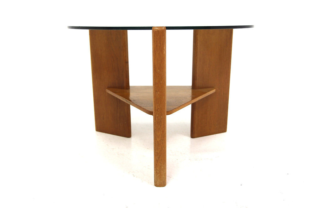 Glass and elm coffee table, Denmark, 1940