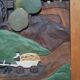 Tableau Art Naïf en bois artisanal cadre de décoration pour enfant garçon paysage de montagne