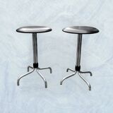 Vintage Brabantia stools in black faux leather and chrome metal – years
