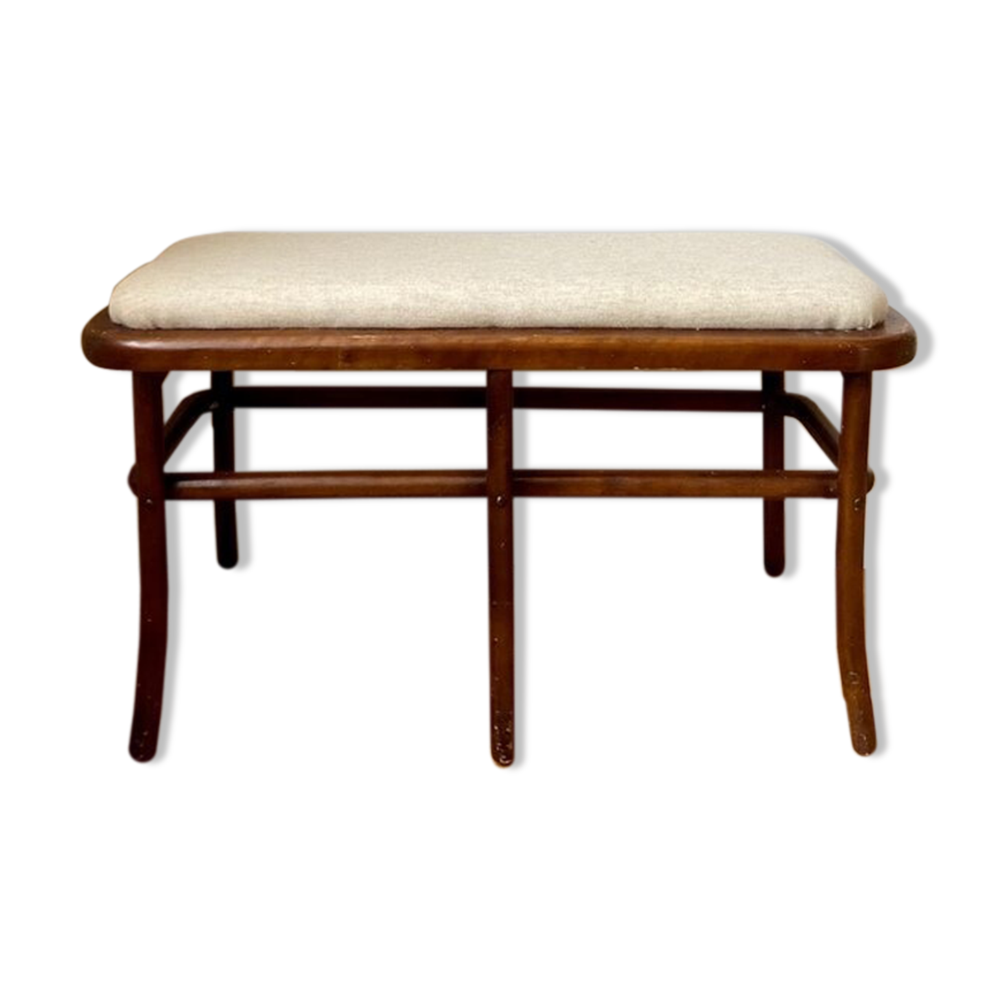 Wooden and beige cotton piano bench
