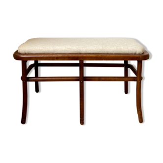 Wooden and beige cotton piano bench