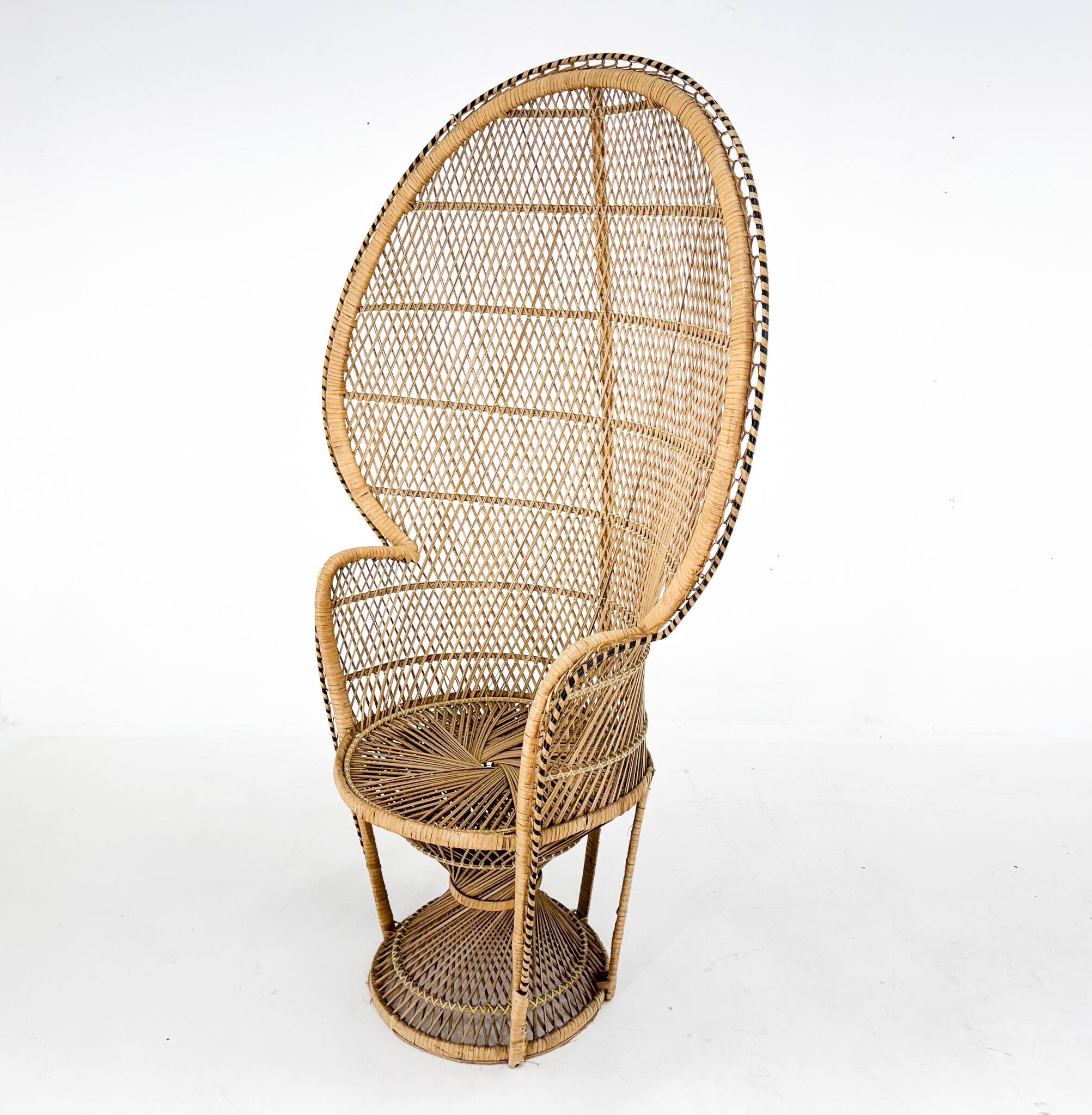 Vintage bohemian peacock wicker chair