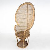 Vintage bohemian peacock wicker chair