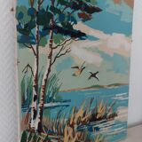 Oil on canvas flight of ducks
