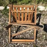 Fauteuil pliant en bois assise vintage