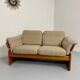 Old sofa in solid elm and vintage 80s design fabric Seltz France