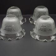 Set of 4 Victorian Style Bell-Shaped Glass Replacement Shades Frilled Edge