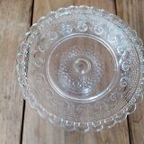 Présentoir à petits fours en verre moulé ancienne vintage