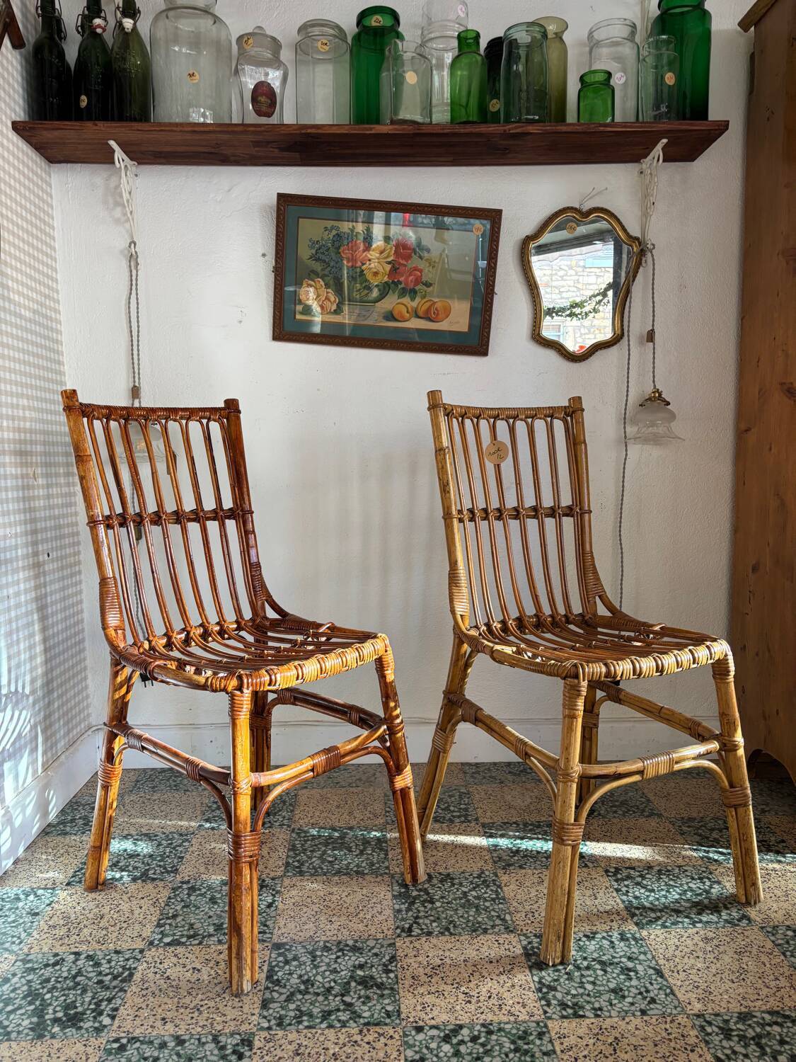 Two rattan chairs