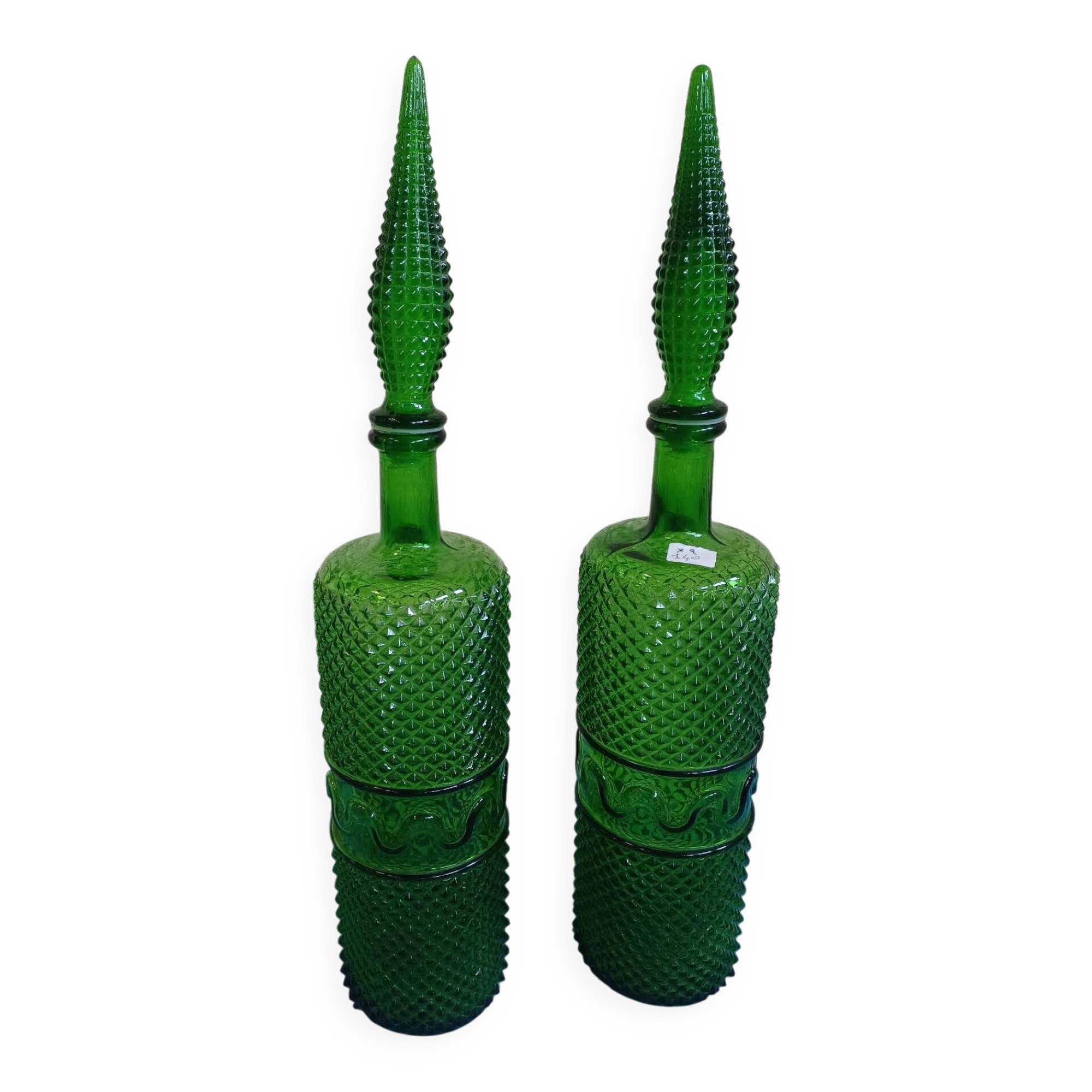 Empoli Bottles Italy vintage Hobnail Decorative Art