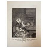 Gérard Ter Broch, Genre scene the two drinkers, engraving seventeenth century