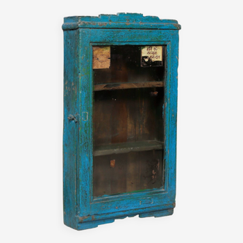 Old teak display case (blue patina)
