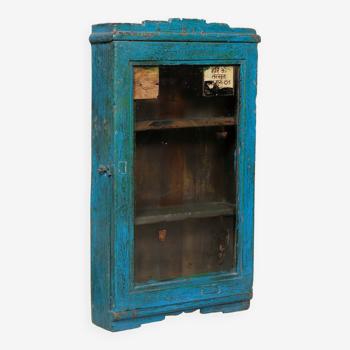 Vitrine en teck ancien (patine bleue)